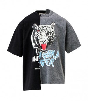 Black Men's Onitsuka Tiger Graphic T Shirts Online India | E4H-2944