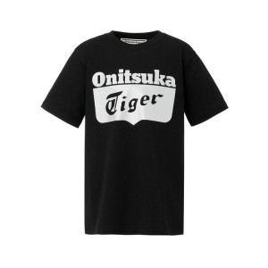 Black / Silver Kids' Onitsuka Tiger Logo T Shirts Online India | P4F-7290