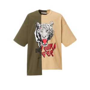 Khaki / Beige Women's Onitsuka Tiger Graphic T Shirts Online India | Y8E-7364