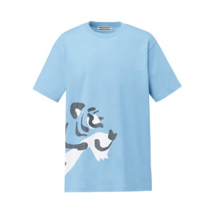 Light Blue Men's Onitsuka Tiger Graphic T Shirts Online India | V4L-6275