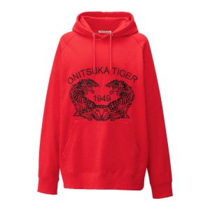 Red Men's Onitsuka Tiger Sweat Hoodie Online India | P8S-3501