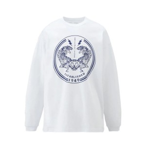 White Men's Onitsuka Tiger LS Graphic T Shirts Online India | J9D-3609