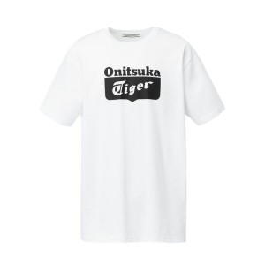 White Men's Onitsuka Tiger Logo T Shirts Online India | C8G-2024