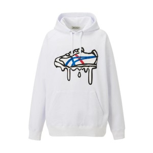 White Men's Onitsuka Tiger Sweat Hoodie Online India | K7A-9601