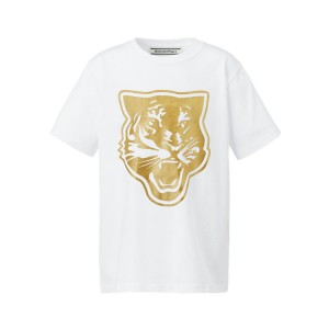 White / Gold Kids' Onitsuka Tiger Logo Graphic T T Shirts Online India | W3F-7499