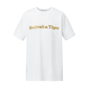 White / Gold Men's Onitsuka Tiger Logo T Shirts Online India | X9R-0349