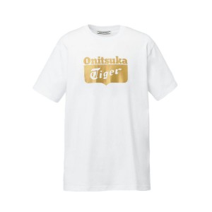 White / Gold Women's Onitsuka Tiger Logo T Shirts Online India | X2H-1932