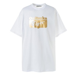 White / Gold Women's Onitsuka Tiger Logo T Shirts Online India | J0R-5231