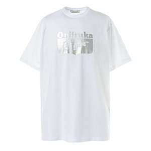 White / Silver Men's Onitsuka Tiger Logo T Shirts Online India | W5R-6970