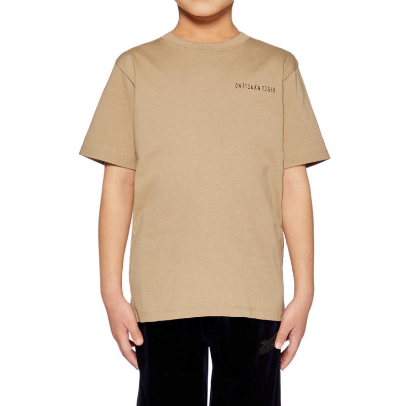 Beige Kids' Onitsuka Tiger Graphic T Shirts Online India | V9Q-8037