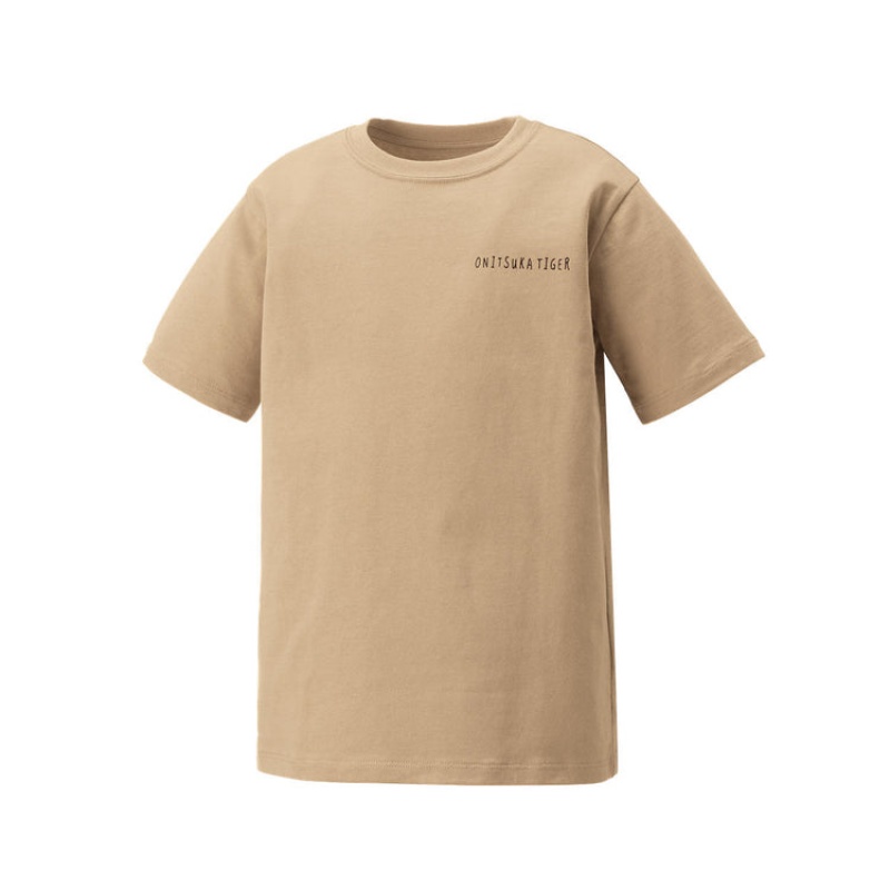 Beige Kids' Onitsuka Tiger Graphic T Shirts Online India | V9Q-8037