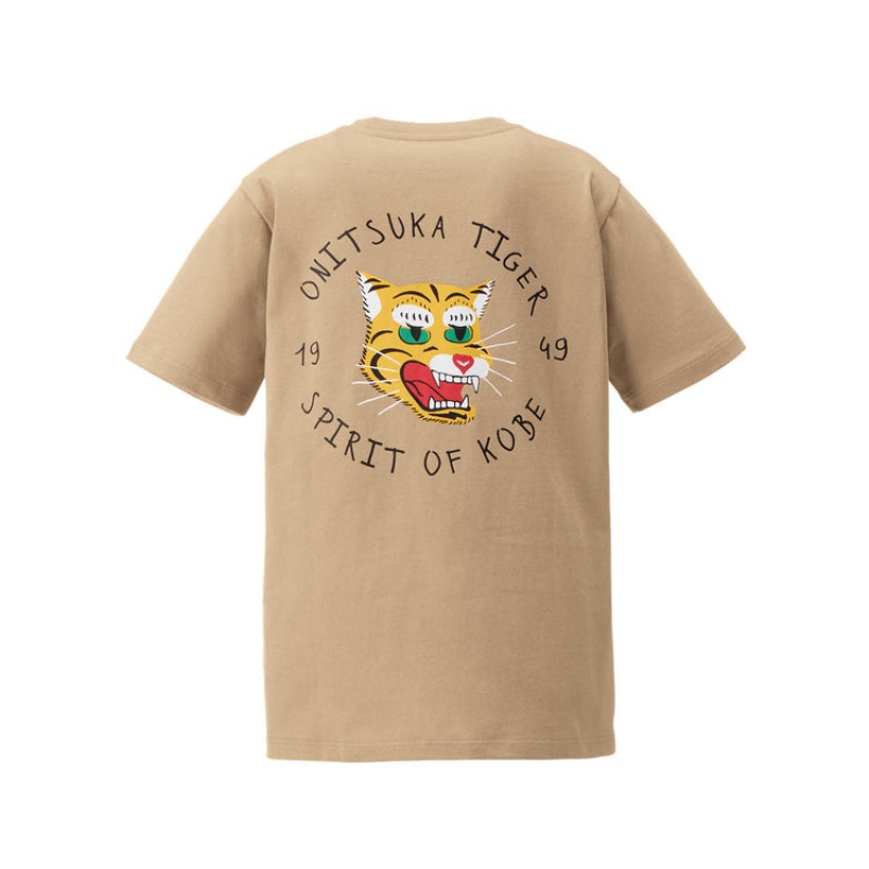 Beige Kids' Onitsuka Tiger Graphic T Shirts Online India | V9Q-8037