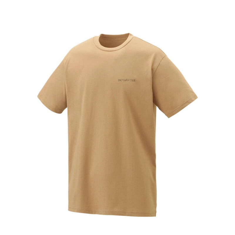 Beige Men's Onitsuka Tiger Graphic T Shirts Online India | K5V-2198