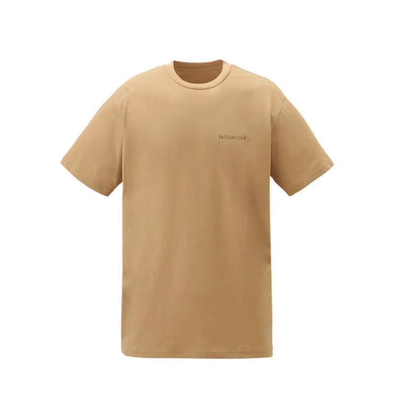 Beige Men\'s Onitsuka Tiger Graphic T Shirts Online India | K5V-2198