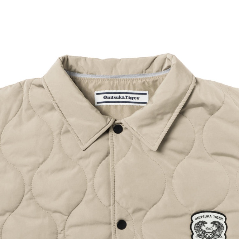 Beige Men's Onitsuka Tiger Quilted Jackets Online India | S1O-1375