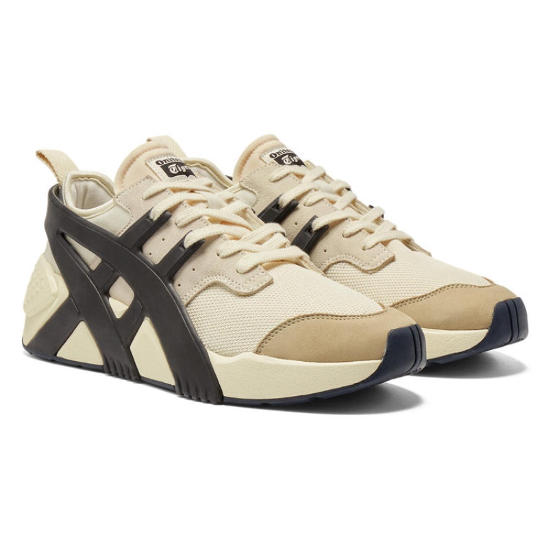 Beige / Black Women's Onitsuka Tiger Big Logo Trainer 2.0 Sneakers Online India | A1T-8301