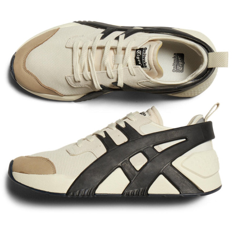 Beige / Black Women's Onitsuka Tiger Big Logo Trainer 2.0 Sneakers Online India | A1T-8301