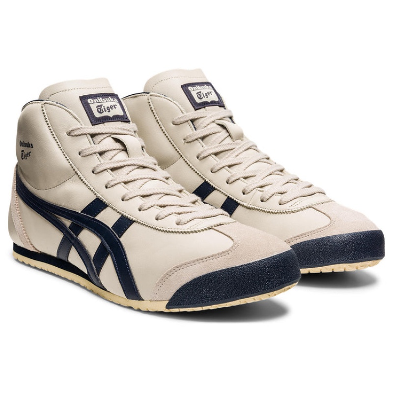 Beige / Black Women's Onitsuka Tiger Mexico Mid Runner Sneakers Online India | A2V-2654