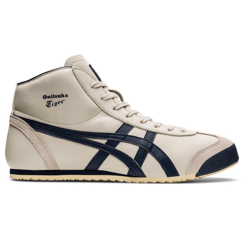 Beige / Black Women\'s Onitsuka Tiger Mexico Mid Runner Sneakers Online India | A2V-2654