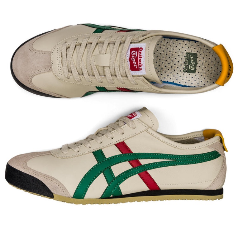 Beige / Green Men's Onitsuka Tiger Mexico 66 Online India | S5O-9750