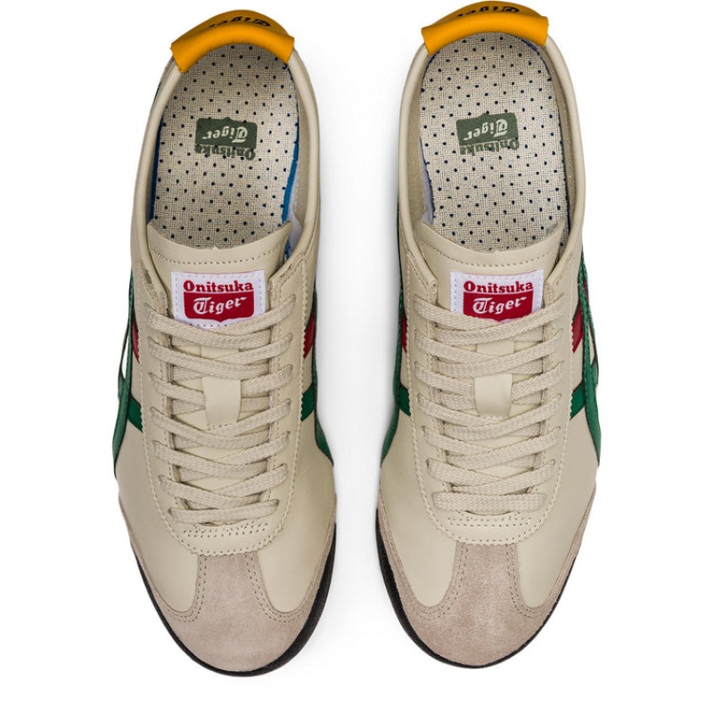 Beige / Green Women's Onitsuka Tiger Mexico 66 Online India | M0X-7347