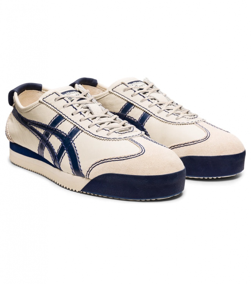 Beige / Navy Men's Onitsuka Tiger Pf Mexico 66 SD Online India | H1D-1437