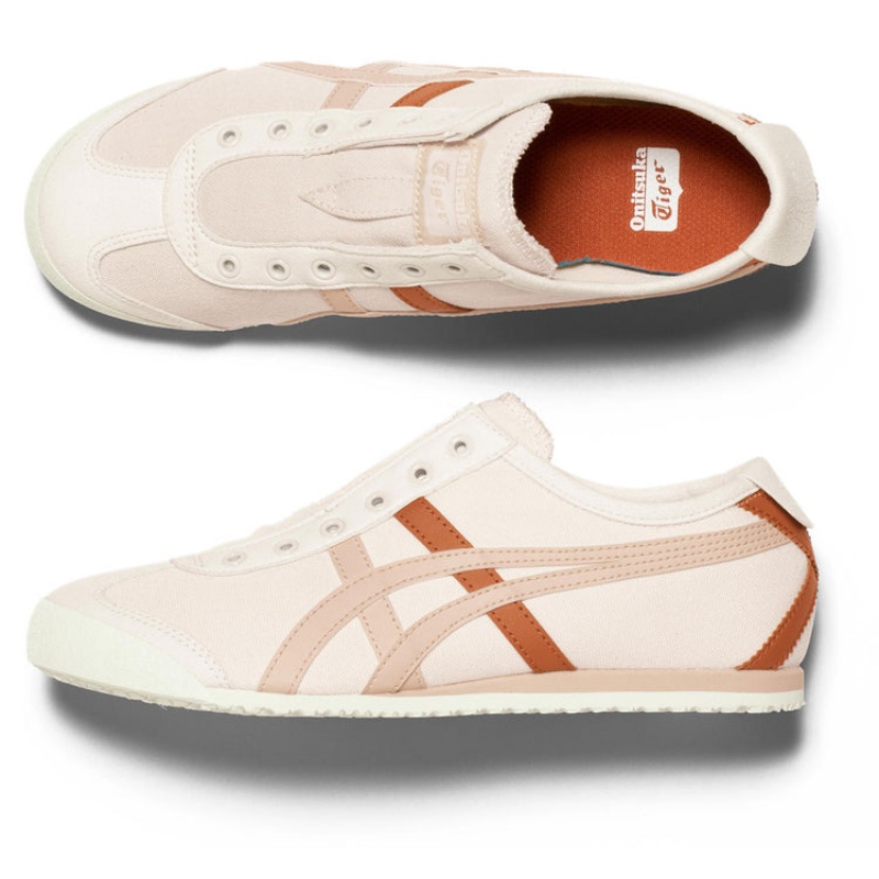 Beige / Orange Women's Onitsuka Tiger Mexico 66 Slip-on Online India | B1J-5017