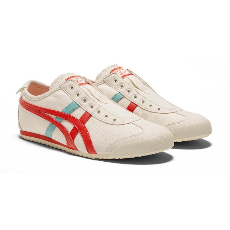 Beige / Red Women's Onitsuka Tiger Mexico 66 Slip-on Online India | J2Y-8667