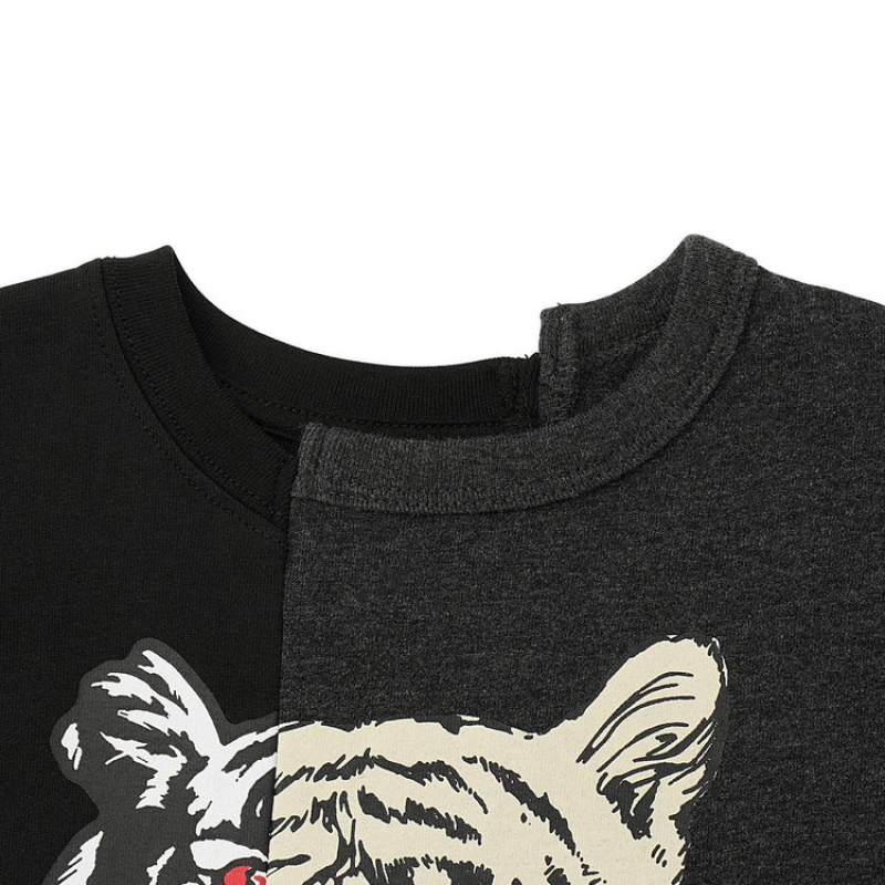 Black Kids' Onitsuka Tiger Graphic T Shirts Online India | D0N-9720