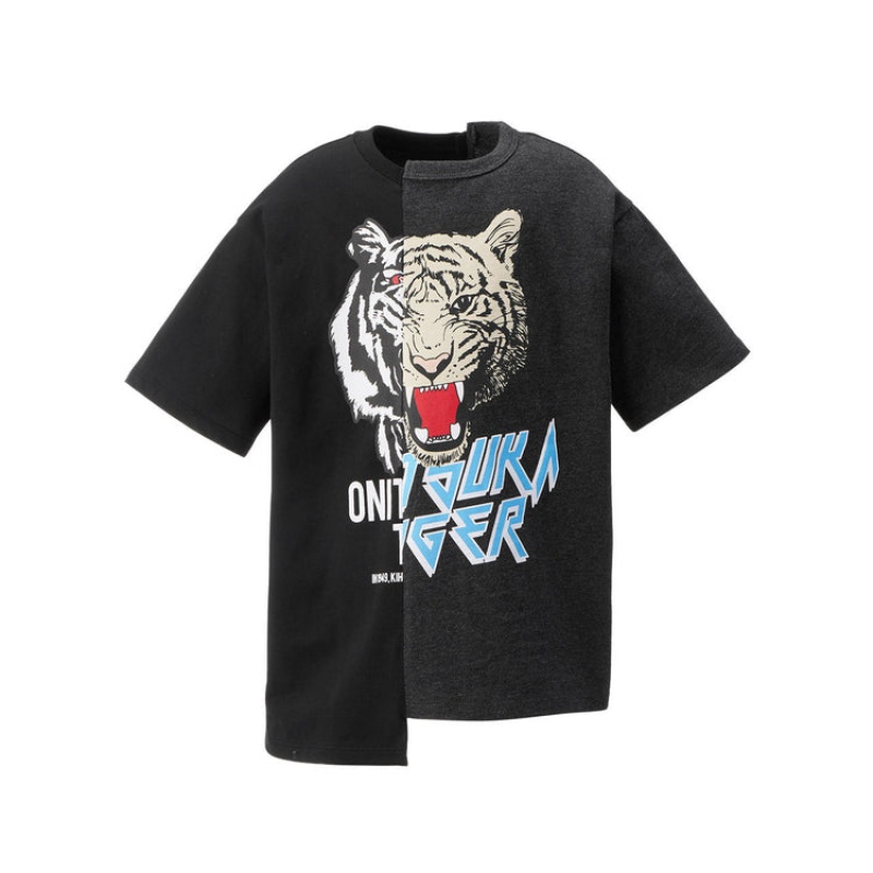 Black Kids\' Onitsuka Tiger Graphic T Shirts Online India | D0N-9720