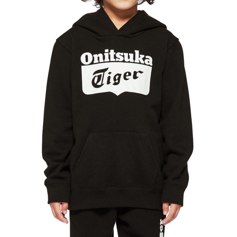 Black Kids' Onitsuka Tiger Sweat Hoodie Online India | G4W-1615