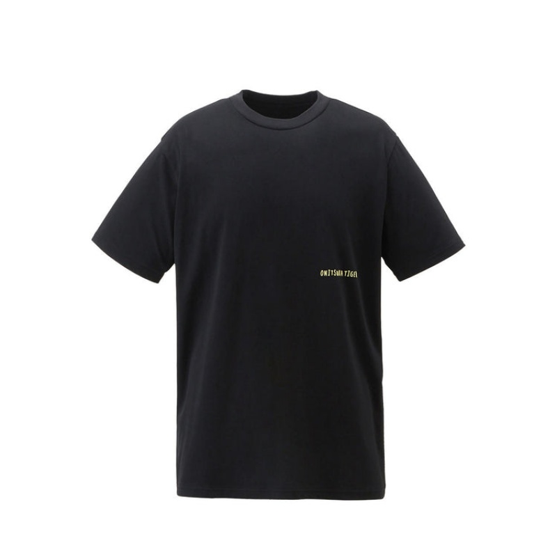 Black Men\'s Onitsuka Tiger Graphic T Shirts Online India | H2Z-1498