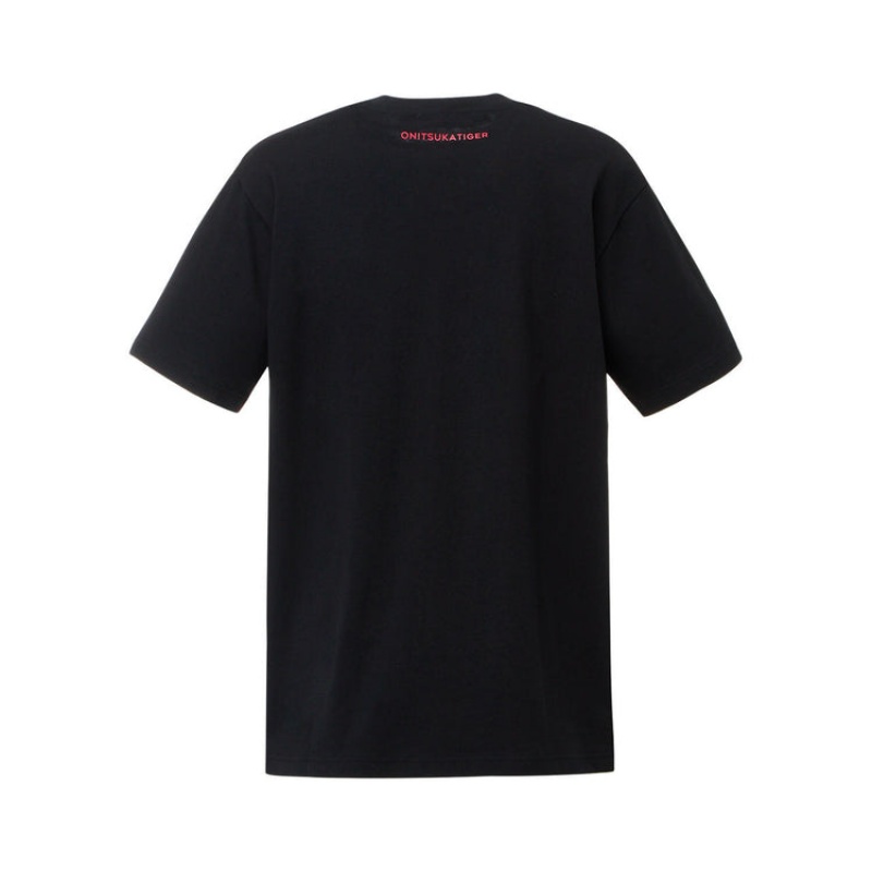 Black Men's Onitsuka Tiger Graphic T Shirts Online India | S7R-7391