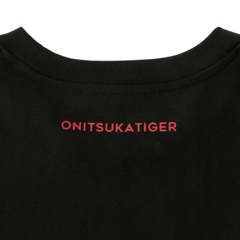 Black Men's Onitsuka Tiger Graphic T Shirts Online India | S7R-7391