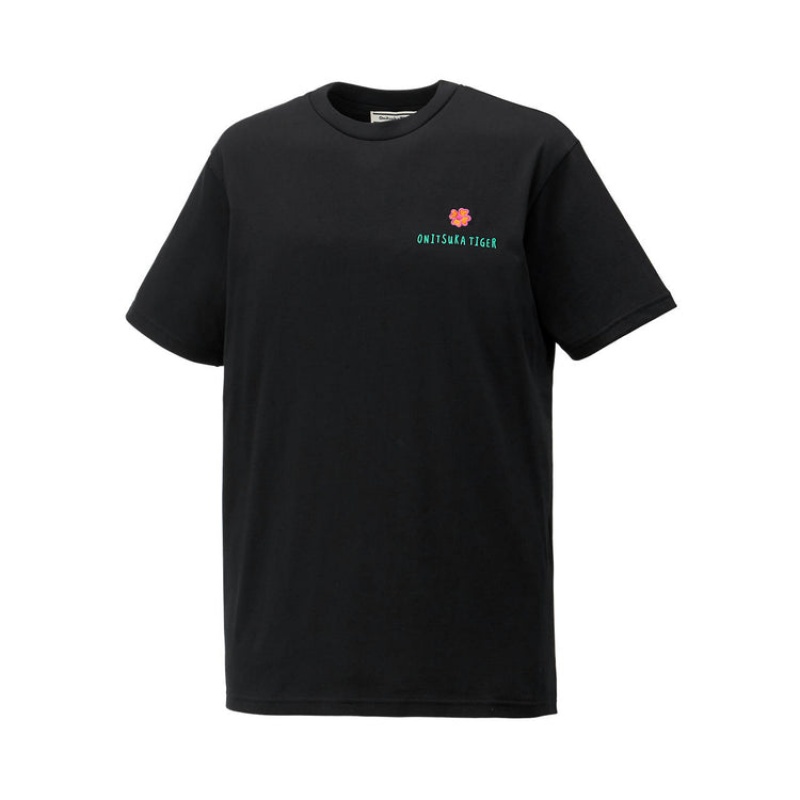 Black Men's Onitsuka Tiger Graphic T Shirts Online India | W5I-5405