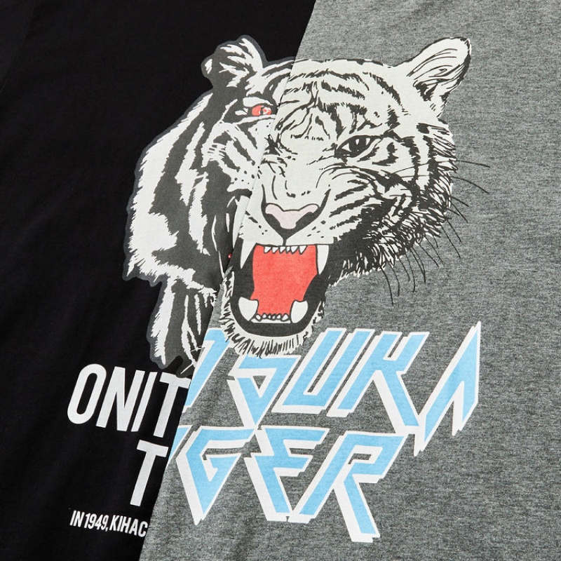 Black Men's Onitsuka Tiger Graphic T Shirts Online India | E4H-2944