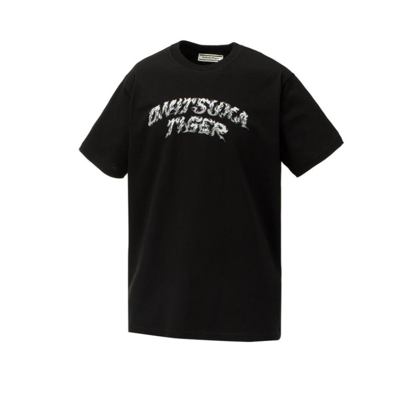 Black Men's Onitsuka Tiger Graphic T Shirts Online India | V7U-6363