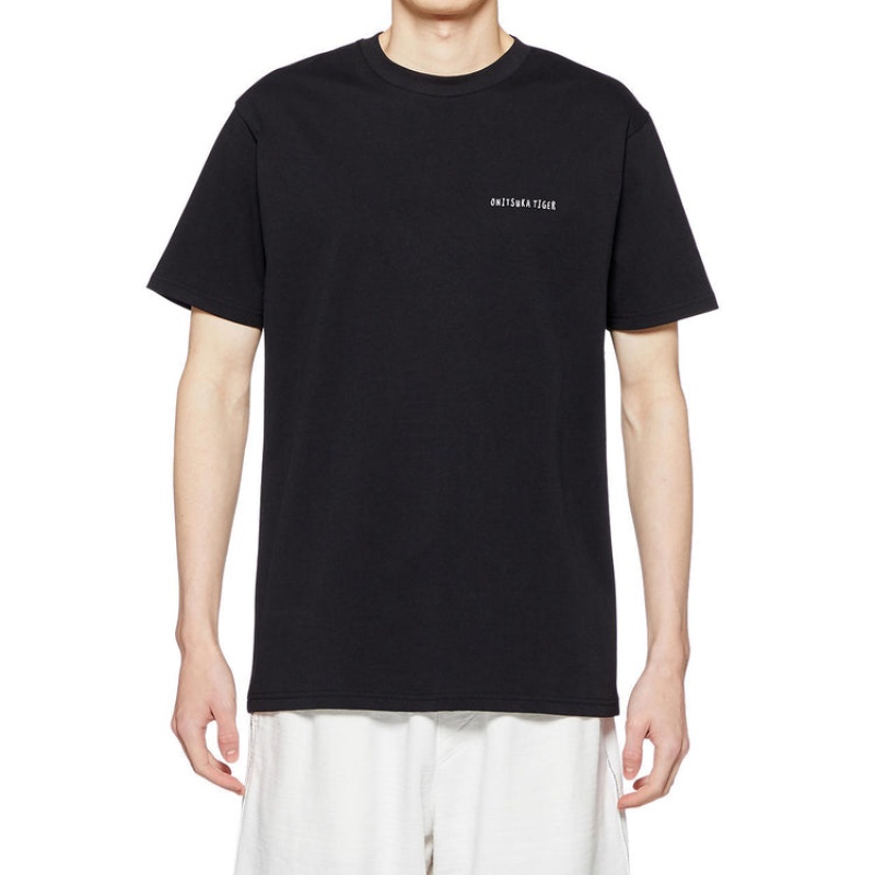 Black Men's Onitsuka Tiger Graphic T Shirts Online India | F5K-6127