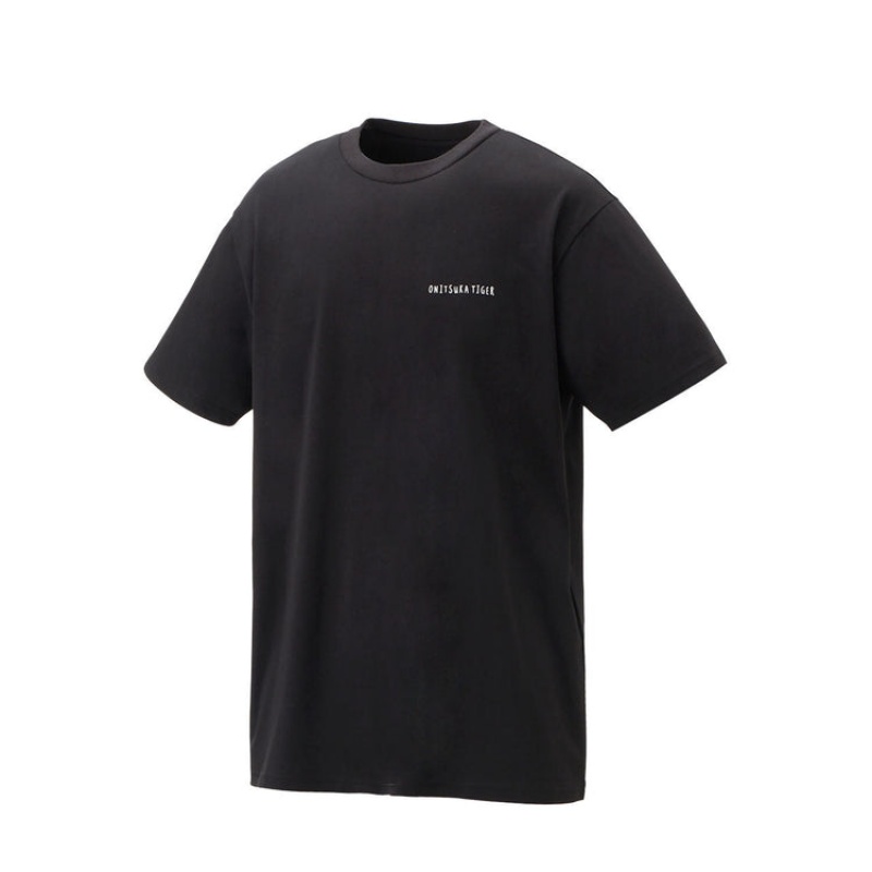 Black Men's Onitsuka Tiger Graphic T Shirts Online India | F5K-6127