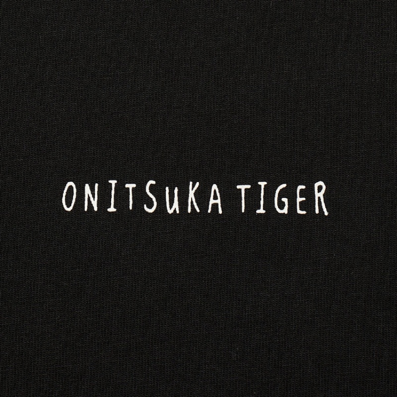 Black Men's Onitsuka Tiger Graphic T Shirts Online India | F5K-6127