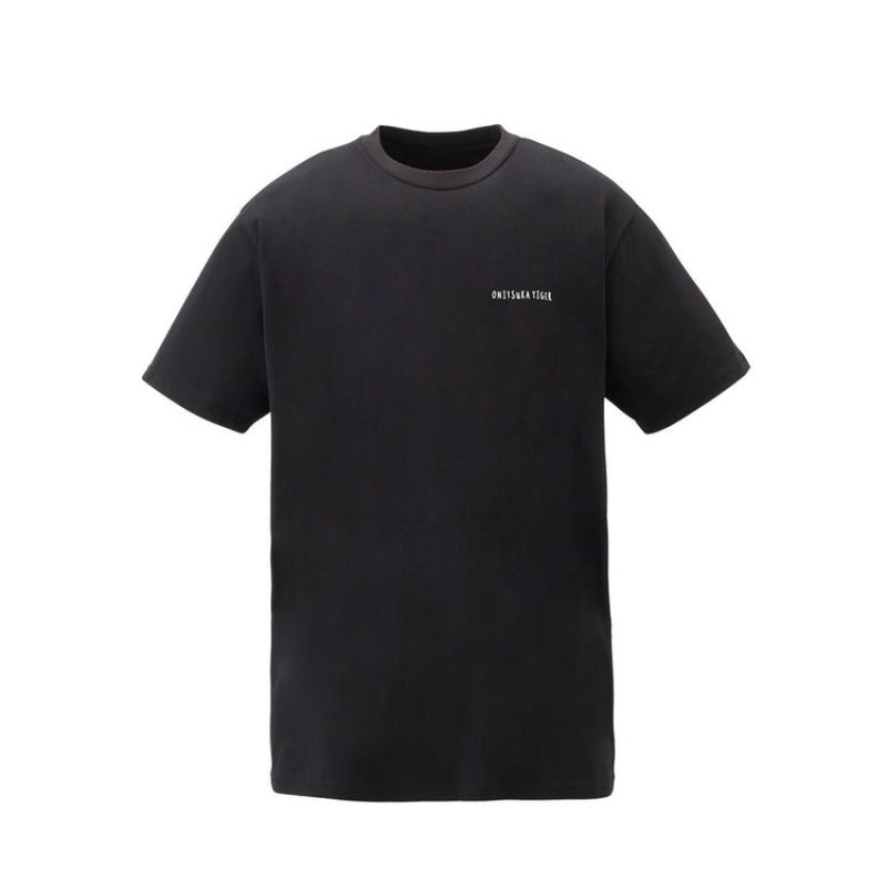 Black Men\'s Onitsuka Tiger Graphic T Shirts Online India | F5K-6127