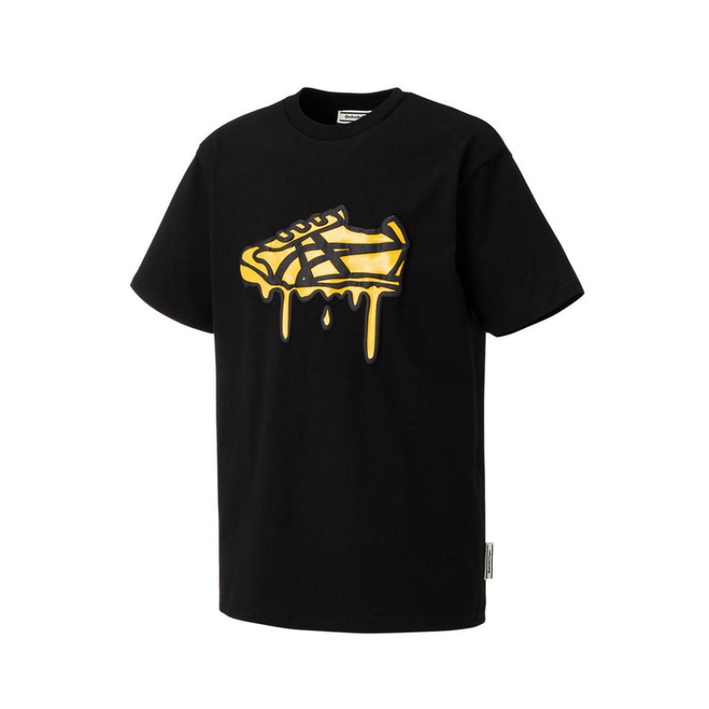 Black Men's Onitsuka Tiger Graphic T Shirts Online India | O7G-6779