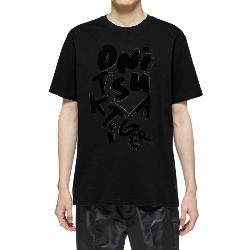 Black Men's Onitsuka Tiger Graphic T Shirts Online India | C1T-8695