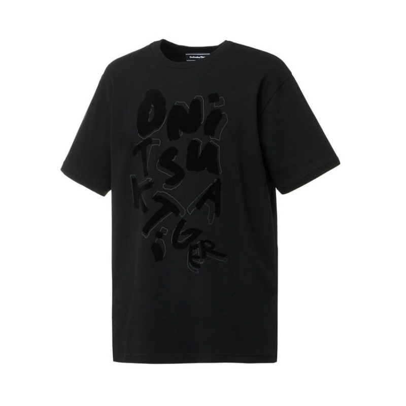 Black Men's Onitsuka Tiger Graphic T Shirts Online India | C1T-8695