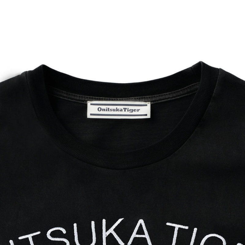 Black Men's Onitsuka Tiger Graphic T Shirts Online India | F1L-1061