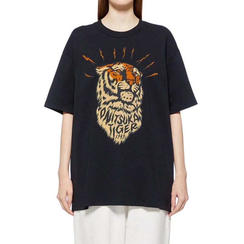 Black Men's Onitsuka Tiger Graphic T Shirts Online India | O1E-6597