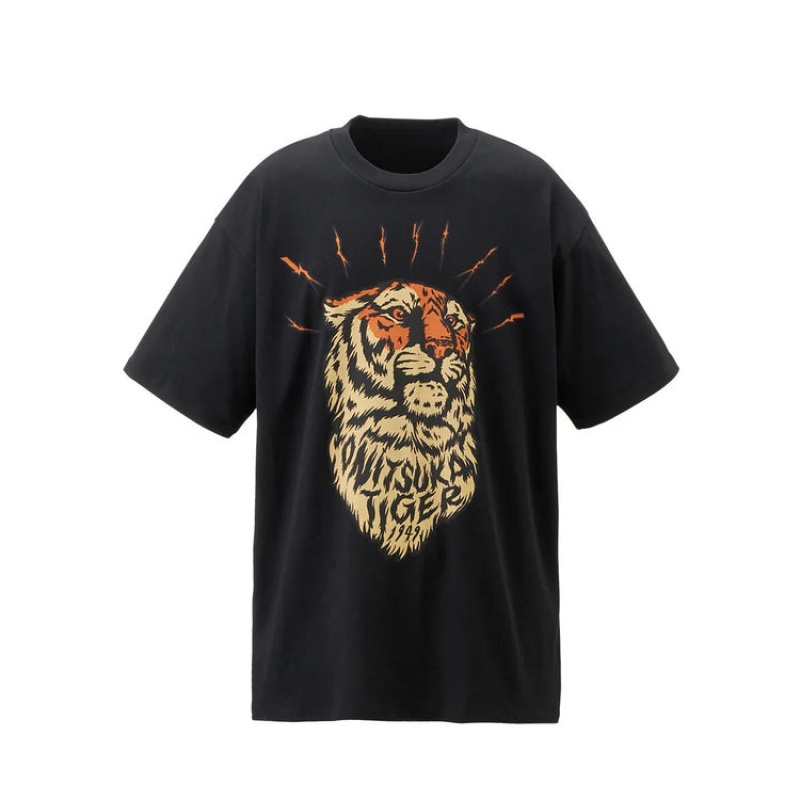 Black Men\'s Onitsuka Tiger Graphic T Shirts Online India | O1E-6597