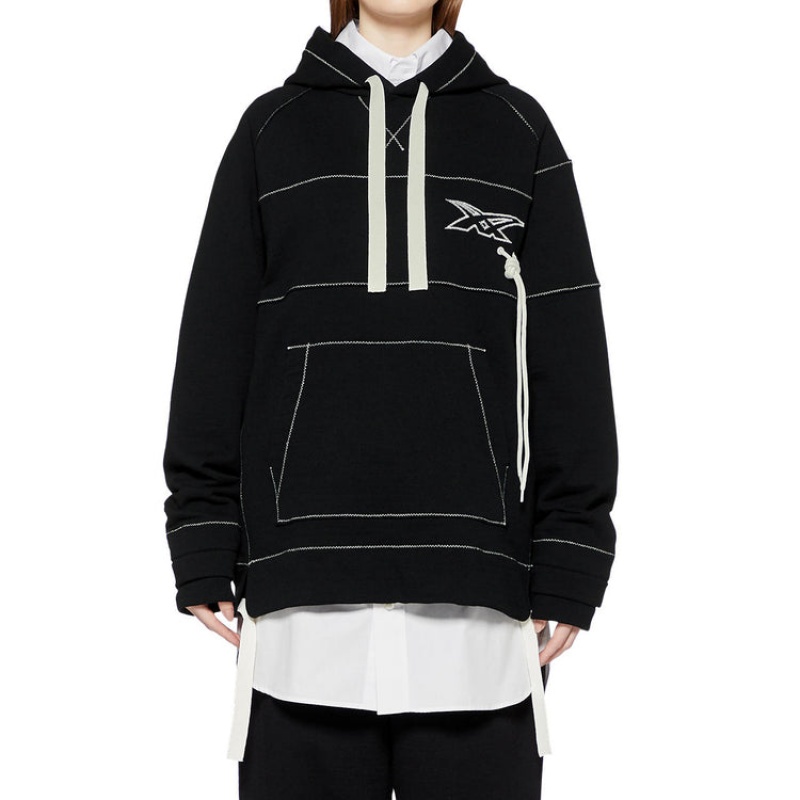 Black Men's Onitsuka Tiger Hoodie Online India | E0I-8260