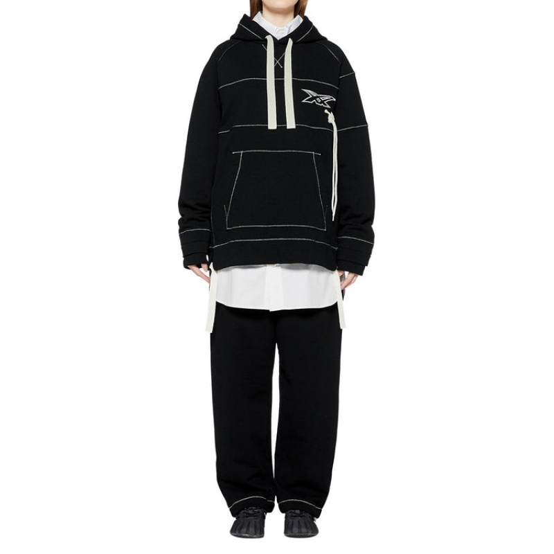 Black Men's Onitsuka Tiger Hoodie Online India | E0I-8260