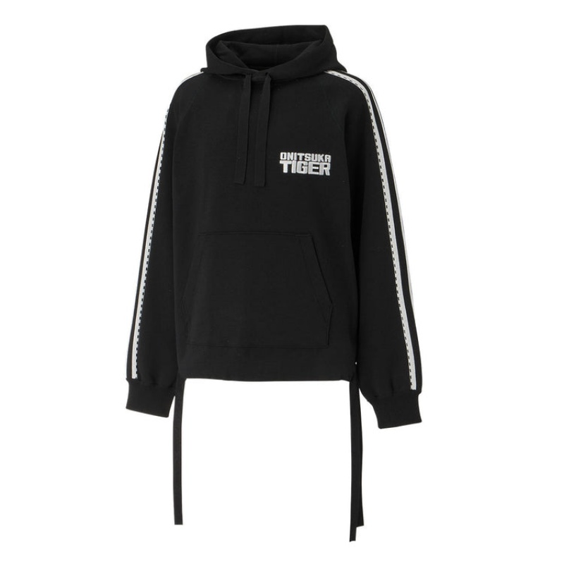 Black Men's Onitsuka Tiger Knit Hoodie Online India | W7O-0005